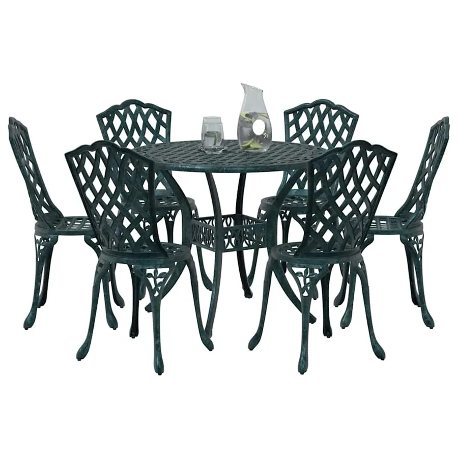 Ensemble de salle à manger pour jardin 7 pcs Vert Aluminium - 3