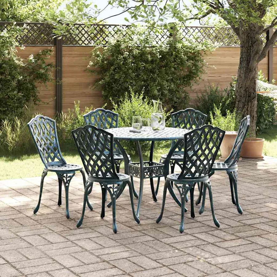 Ensemble de salle à manger pour jardin 7 pcs Vert Aluminium - 4