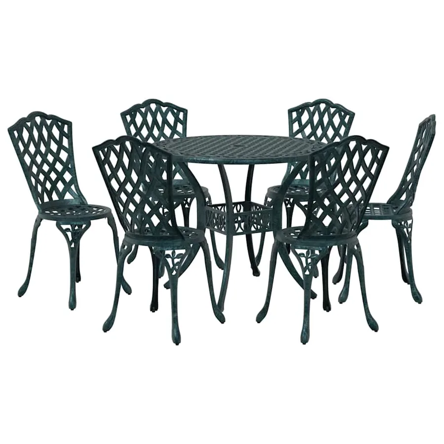 Ensemble de salle à manger pour jardin 7 pcs Vert Aluminium - 7