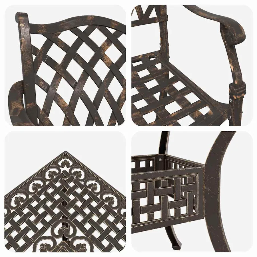 Ensemble de tables de jardin 5 pcs Bronze Aluminium coulé - 11
