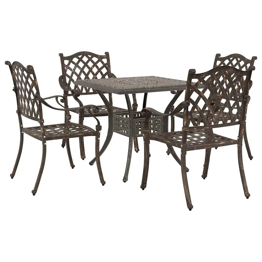 Ensemble de tables de jardin 5 pcs Bronze Aluminium coulé - 2