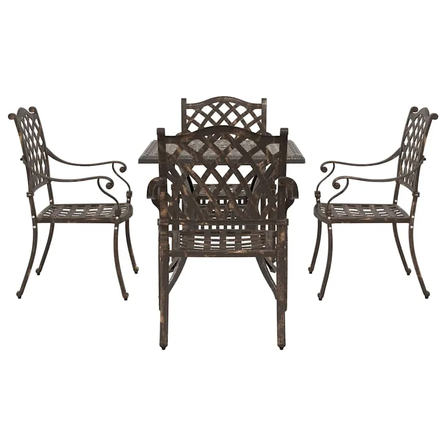 Ensemble de tables de jardin 5 pcs Bronze Aluminium coulé - 7