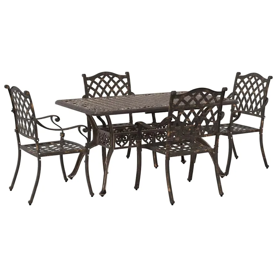 Ensemble de salle à manger pour jardin 5 pcs Bronze Aluminium - 2