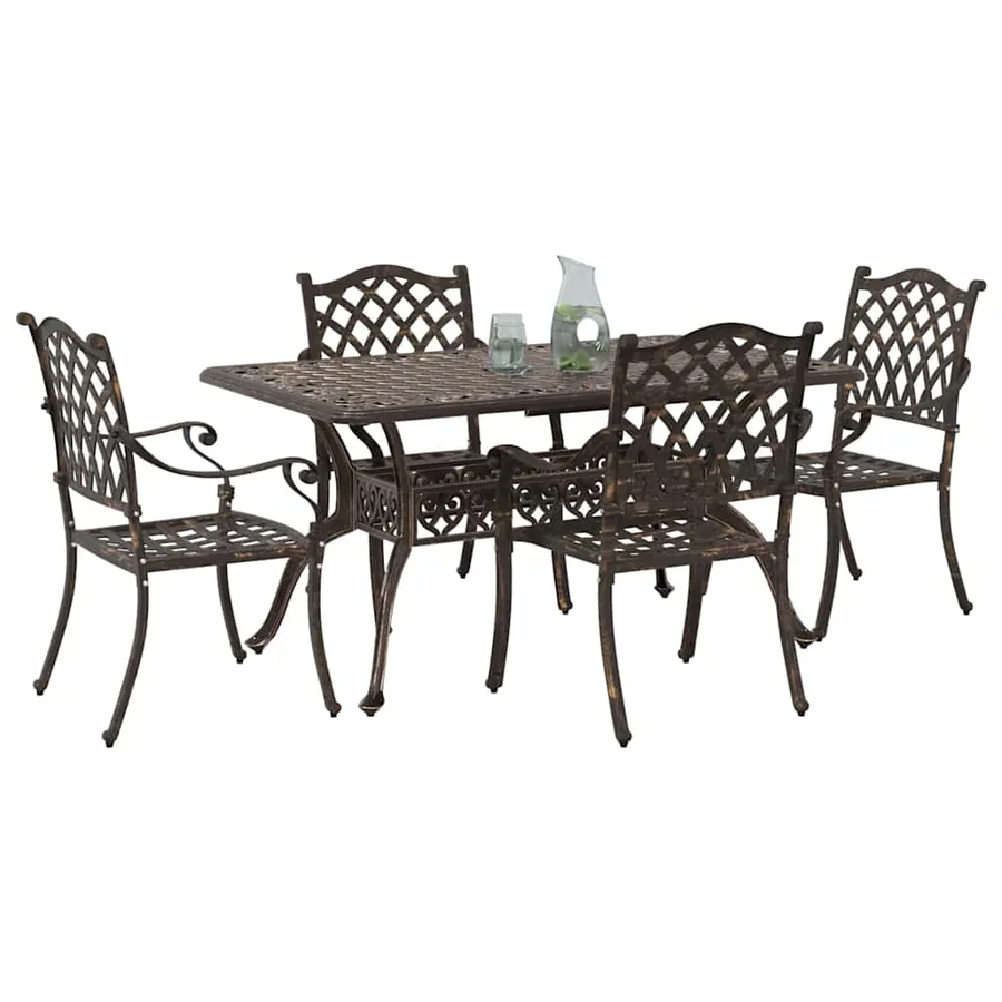 Ensemble de salle à manger pour jardin 5 pcs Bronze Aluminium - 3