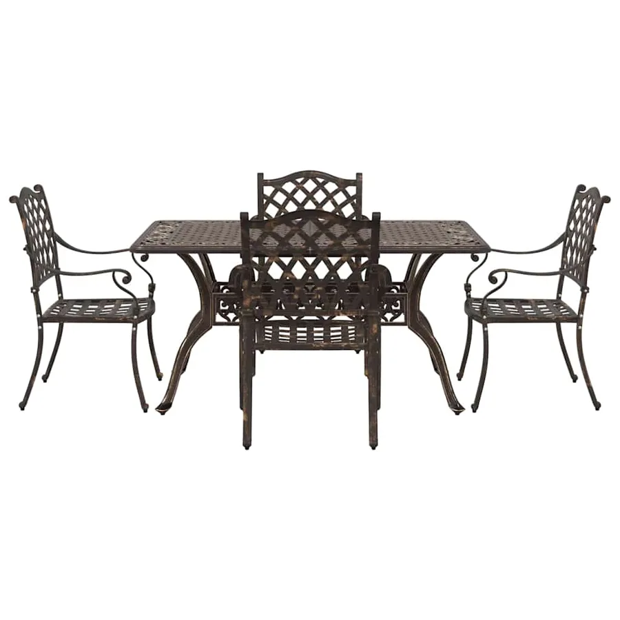 Ensemble de salle à manger pour jardin 5 pcs Bronze Aluminium - 7