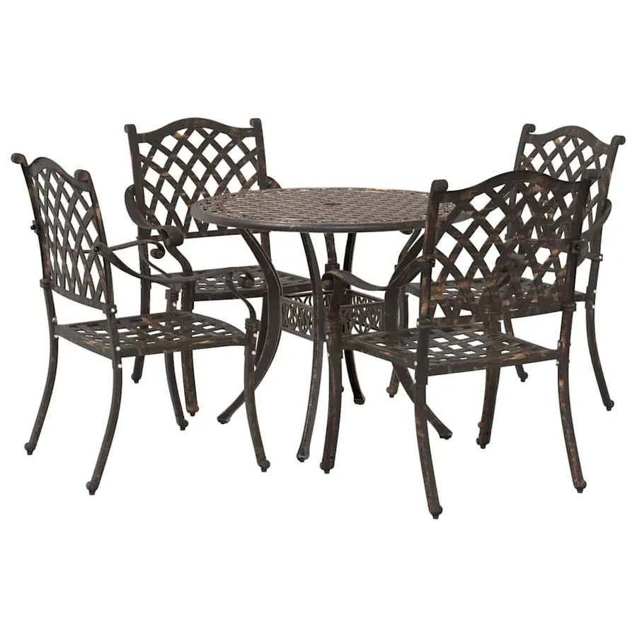 Ensemble de salle à manger pour jardin 5 pcs Bronze Aluminium - 2