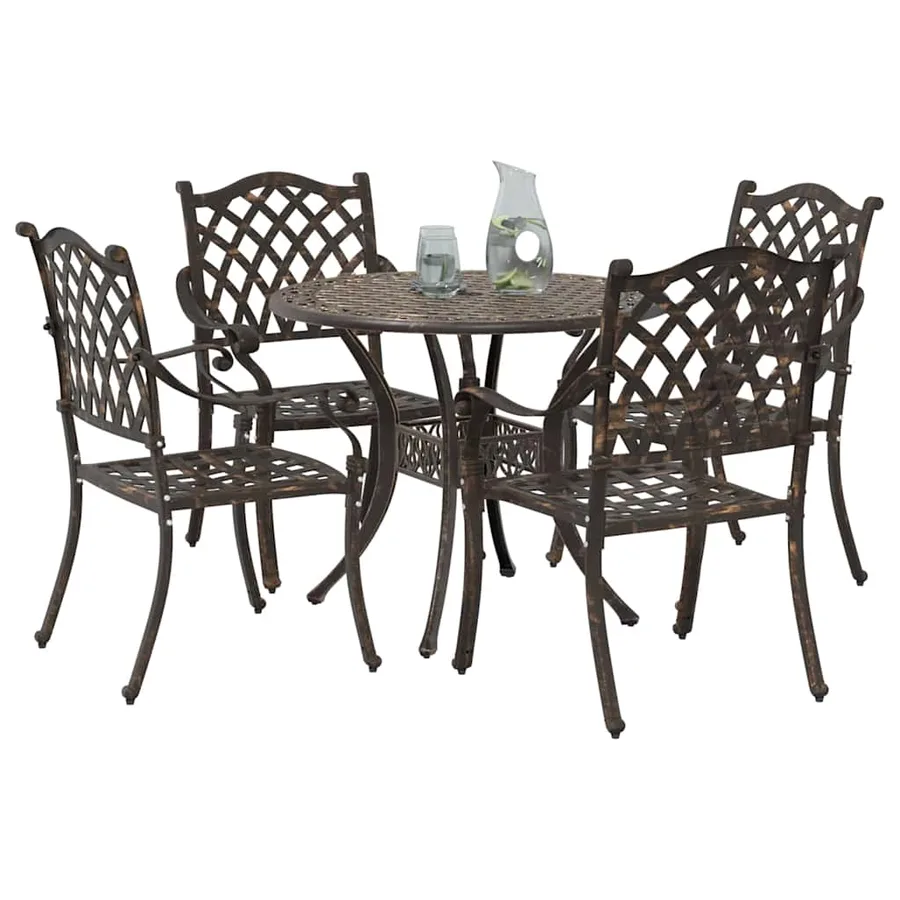 Ensemble de salle à manger pour jardin 5 pcs Bronze Aluminium - 3