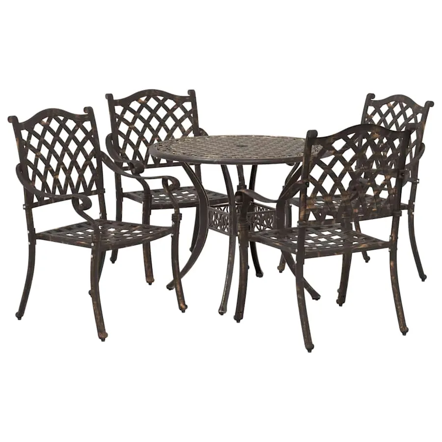 Ensemble de salle à manger pour jardin 5 pcs Bronze Aluminium - 7