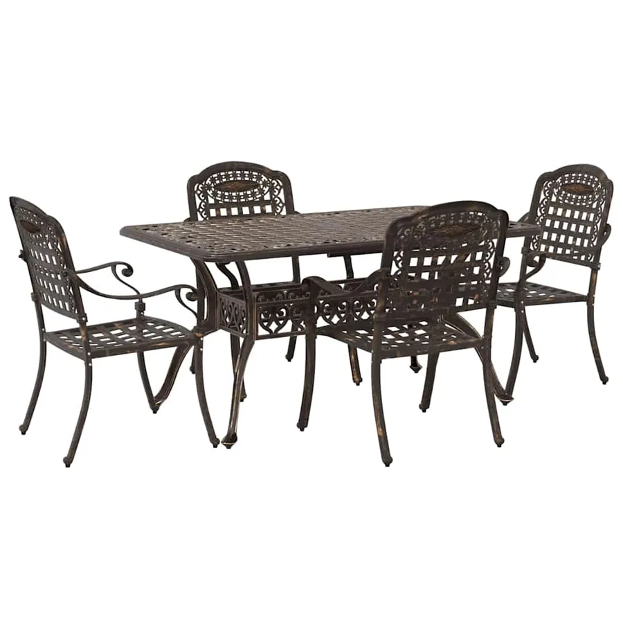 Ensemble de salle à manger pour jardin 5 pcs Bronze Aluminium - 2