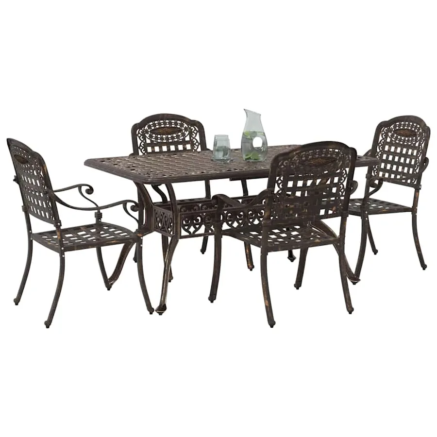 Ensemble de salle à manger pour jardin 5 pcs Bronze Aluminium - 3