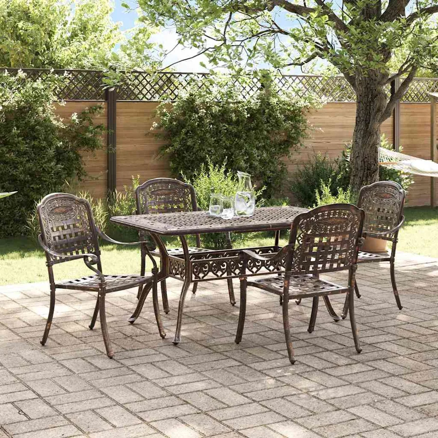 Ensemble de salle à manger pour jardin 5 pcs Bronze Aluminium - 4