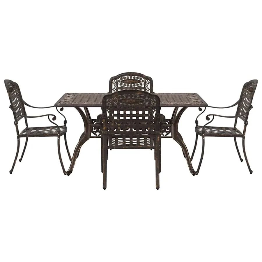 Ensemble de salle à manger pour jardin 5 pcs Bronze Aluminium - 7