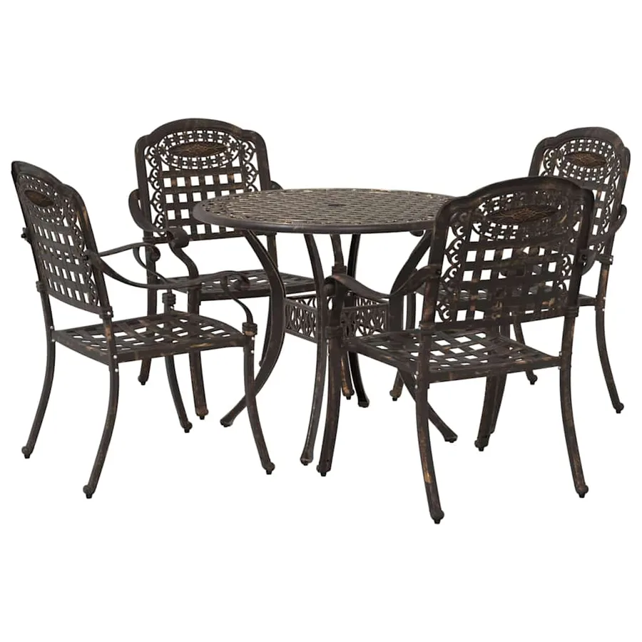 Ensemble de salle à manger pour jardin 5 pcs Bronze Aluminium - 2