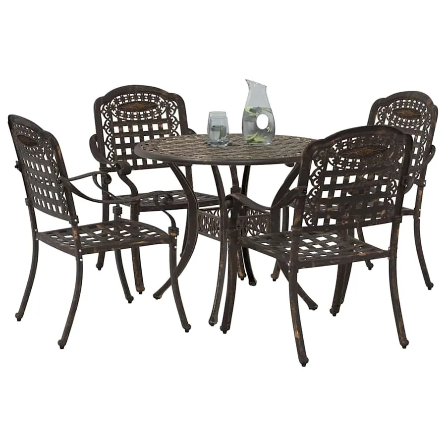 Ensemble de salle à manger pour jardin 5 pcs Bronze Aluminium - 3