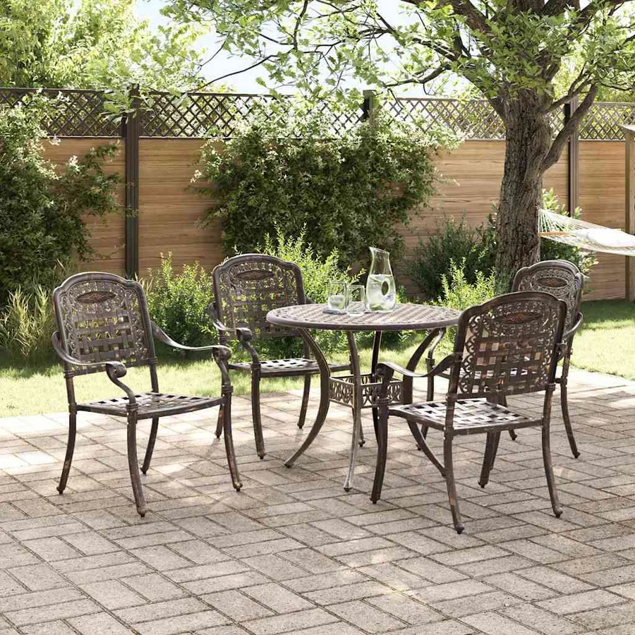 Ensemble de salle à manger pour jardin 5 pcs Bronze Aluminium - 4