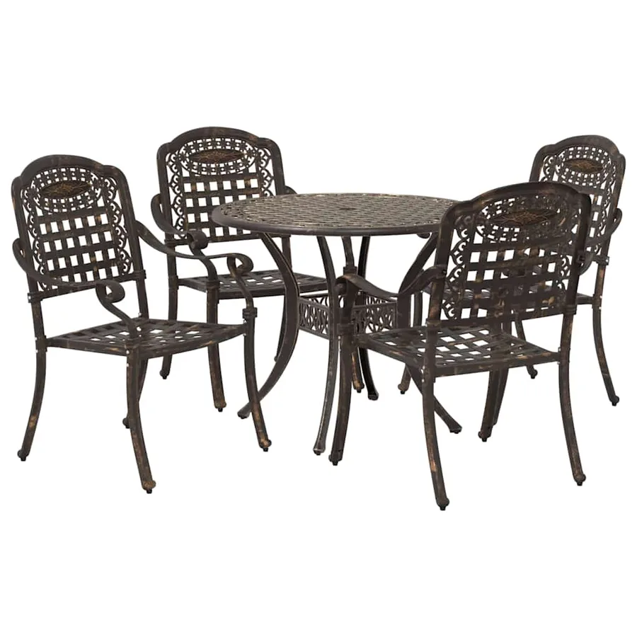 Ensemble de salle à manger pour jardin 5 pcs Bronze Aluminium - 7