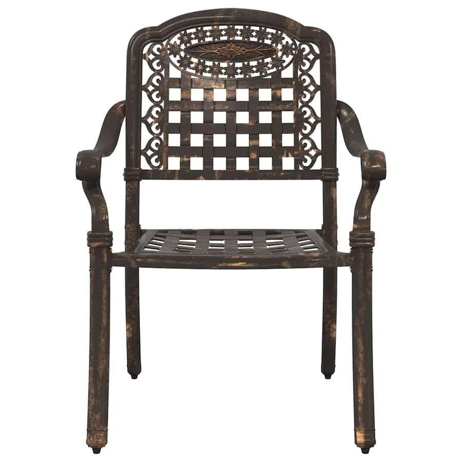 Ensemble de salle à manger pour jardin 5 pcs Bronze Aluminium - 9