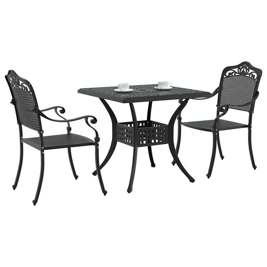 Ensemble de tables de jardin 3 pcs Noir Aluminium coulé - 3