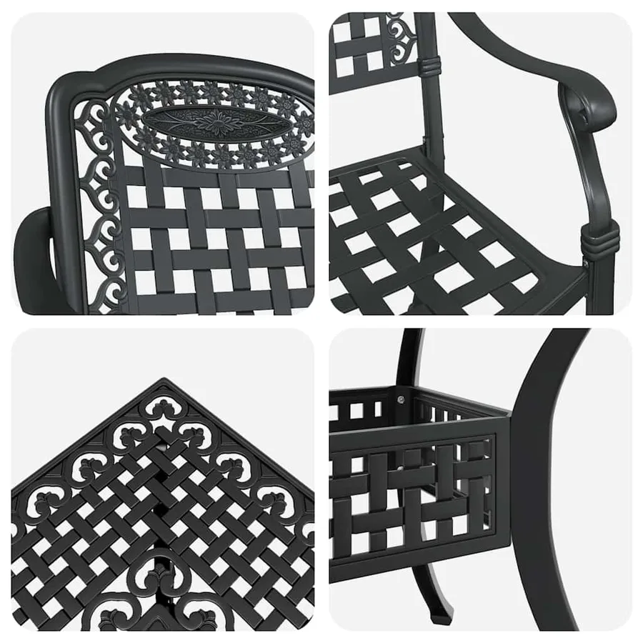 Ensemble de tables de jardin 5 pcs Noir Aluminium coulé - 11