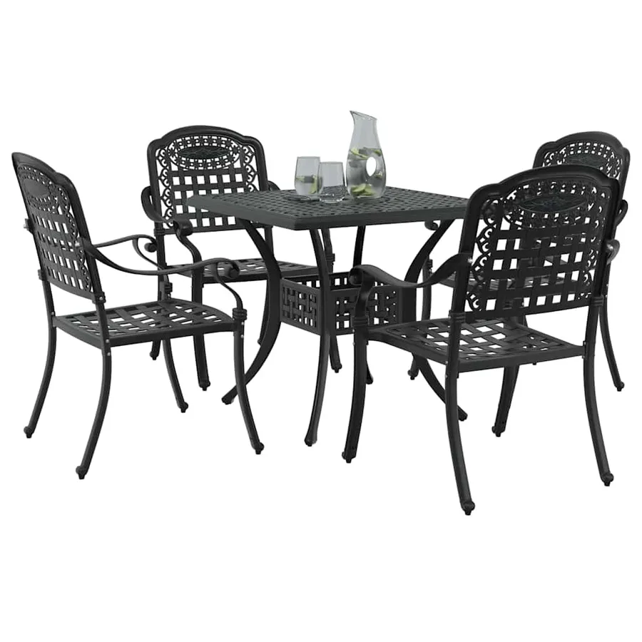 Ensemble de tables de jardin 5 pcs Noir Aluminium coulé - 3
