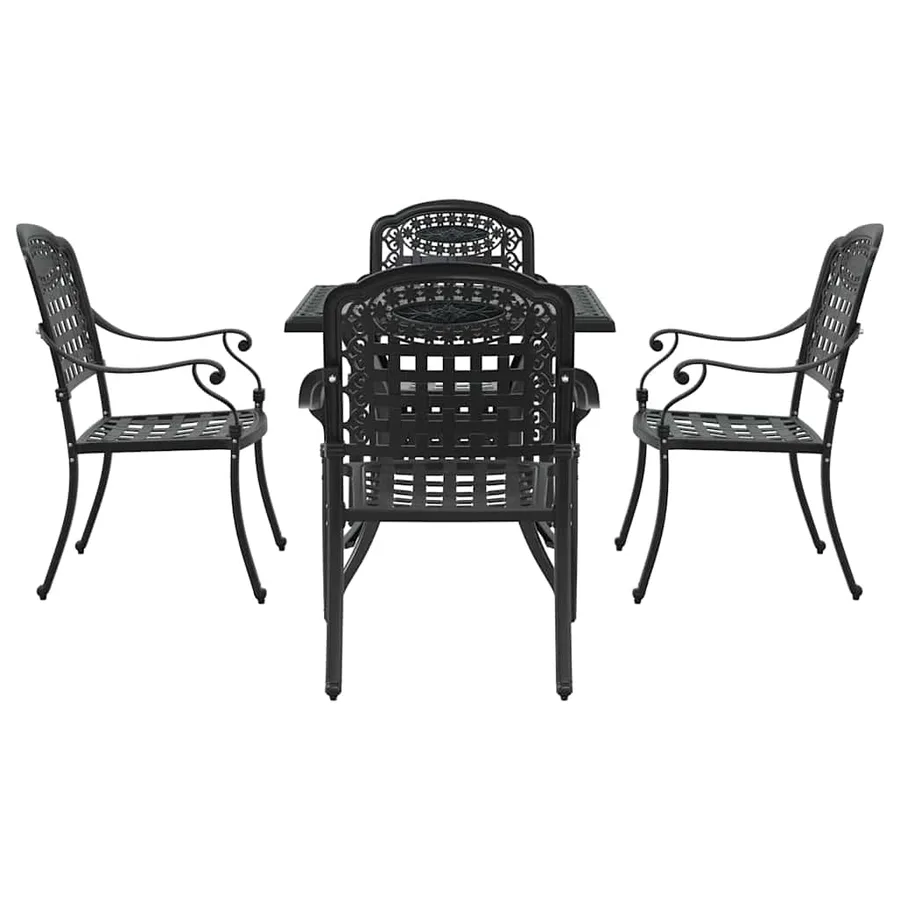 Ensemble de tables de jardin 5 pcs Noir Aluminium coulé - 7