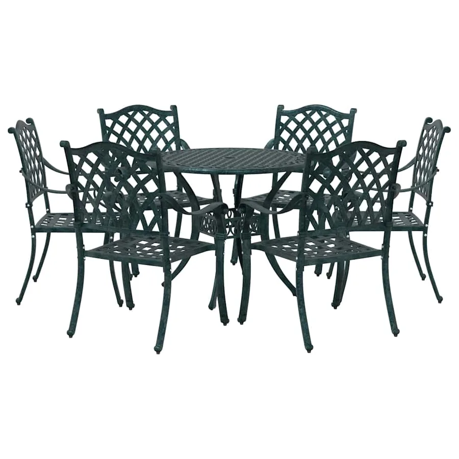Ensemble de salle à manger pour jardin 7 pcs Vert Aluminium - 2