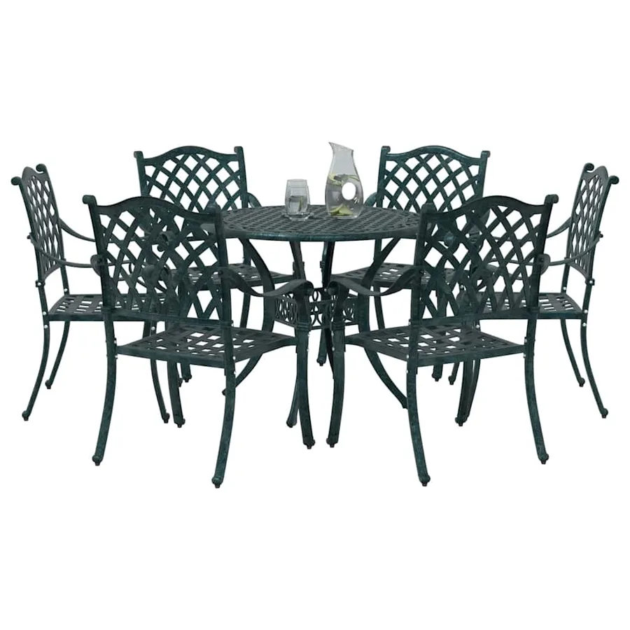 Ensemble de salle à manger pour jardin 7 pcs Vert Aluminium - 3