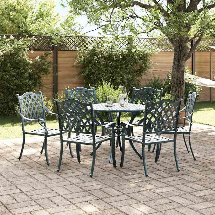 Ensemble de salle à manger pour jardin 7 pcs Vert Aluminium - 4