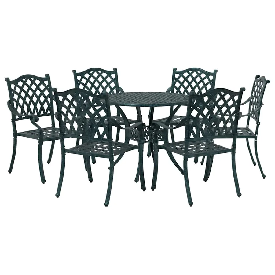 Ensemble de salle à manger pour jardin 7 pcs Vert Aluminium - 7