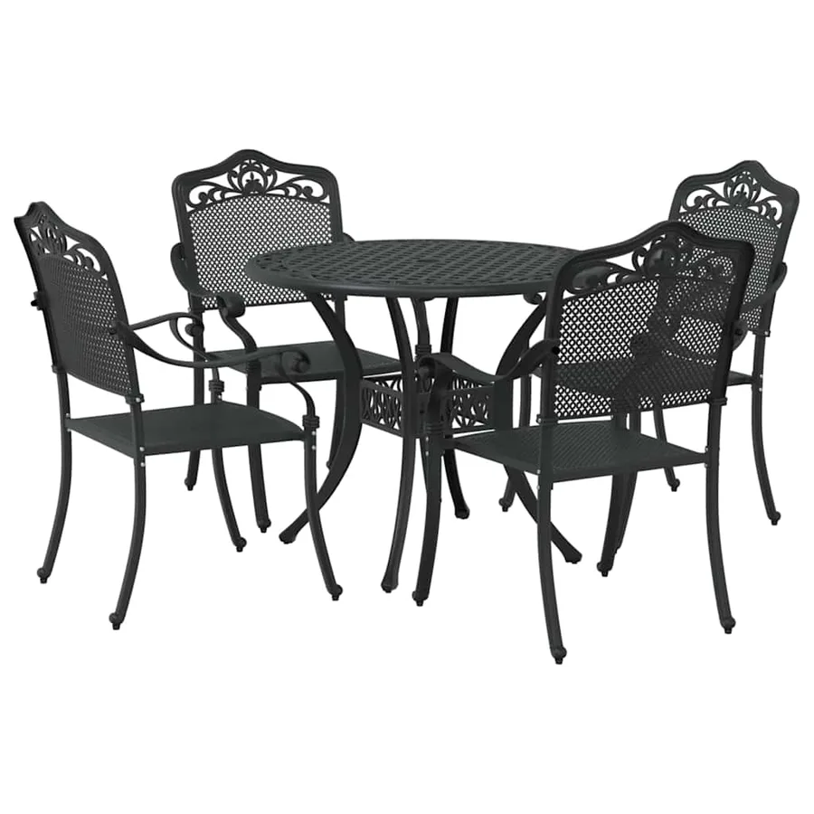 Ensemble de salle à manger pour jardin 5 pcs Noir Aluminium - 2