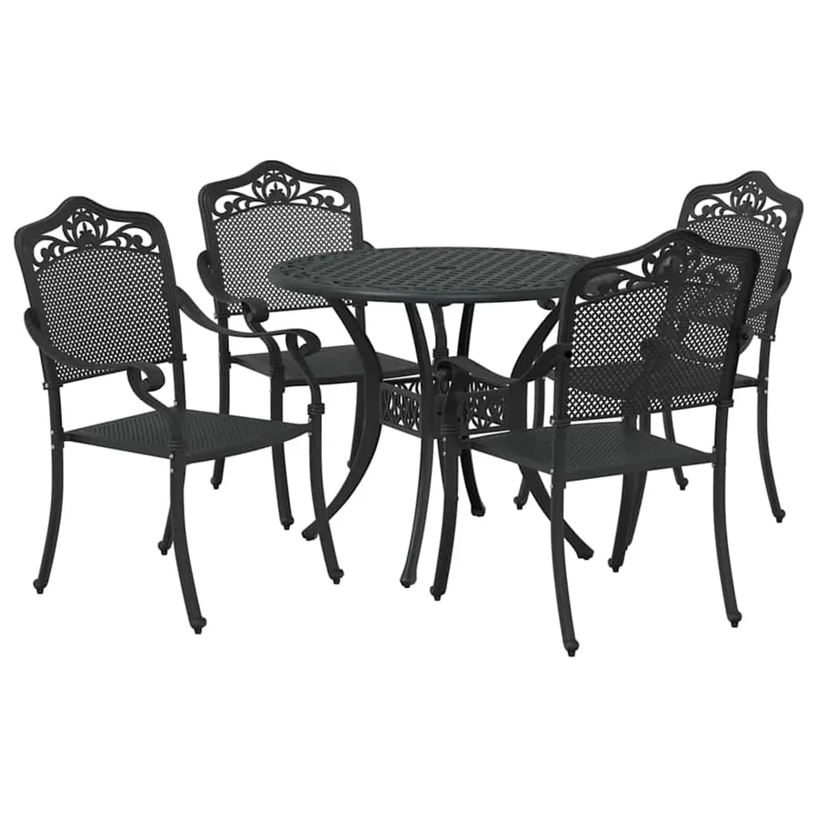 Ensemble de salle à manger pour jardin 5 pcs Noir Aluminium - 7