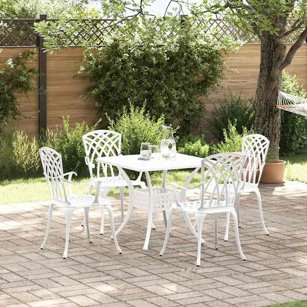 Ensemble de tables de jardin 5 pcs Blanc Aluminium coulé