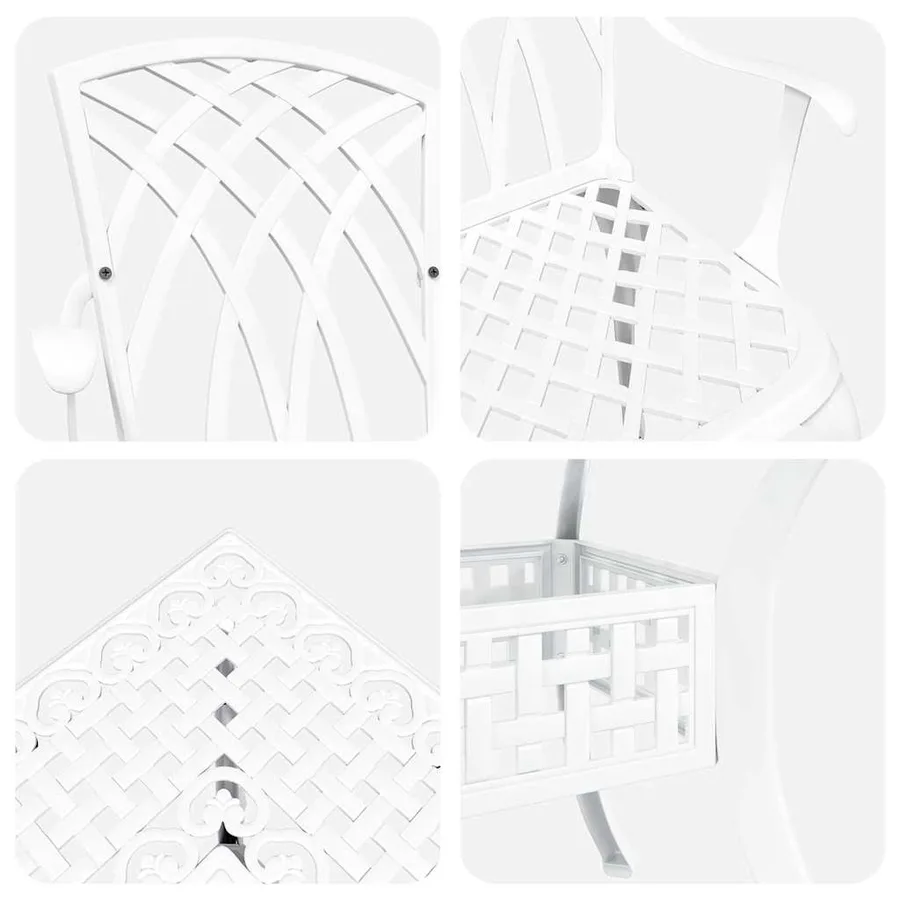 Ensemble de tables de jardin 5 pcs Blanc Aluminium coulé - 11
