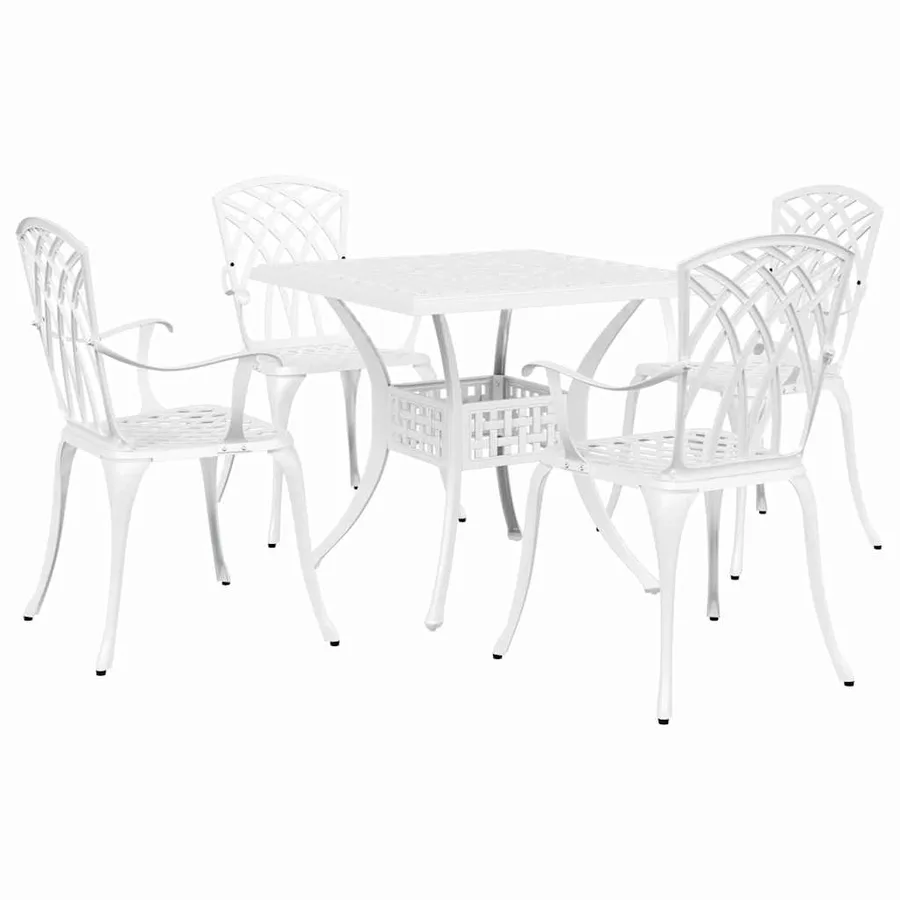 Ensemble de tables de jardin 5 pcs Blanc Aluminium coulé - 2
