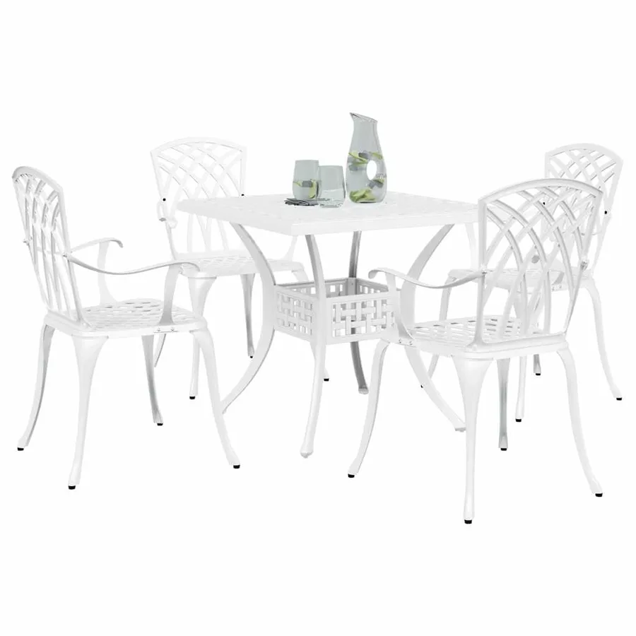 Ensemble de tables de jardin 5 pcs Blanc Aluminium coulé - 3