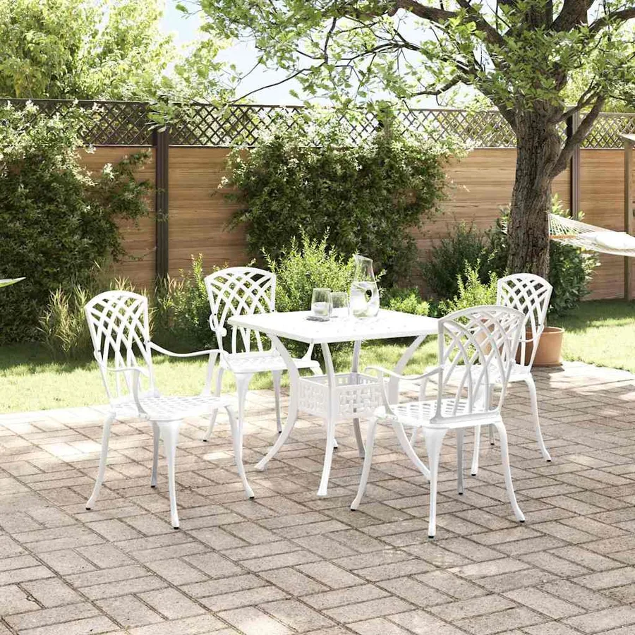 Ensemble de tables de jardin 5 pcs Blanc Aluminium coulé - 4