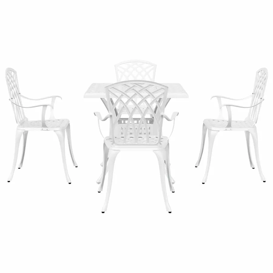 Ensemble de tables de jardin 5 pcs Blanc Aluminium coulé - 7