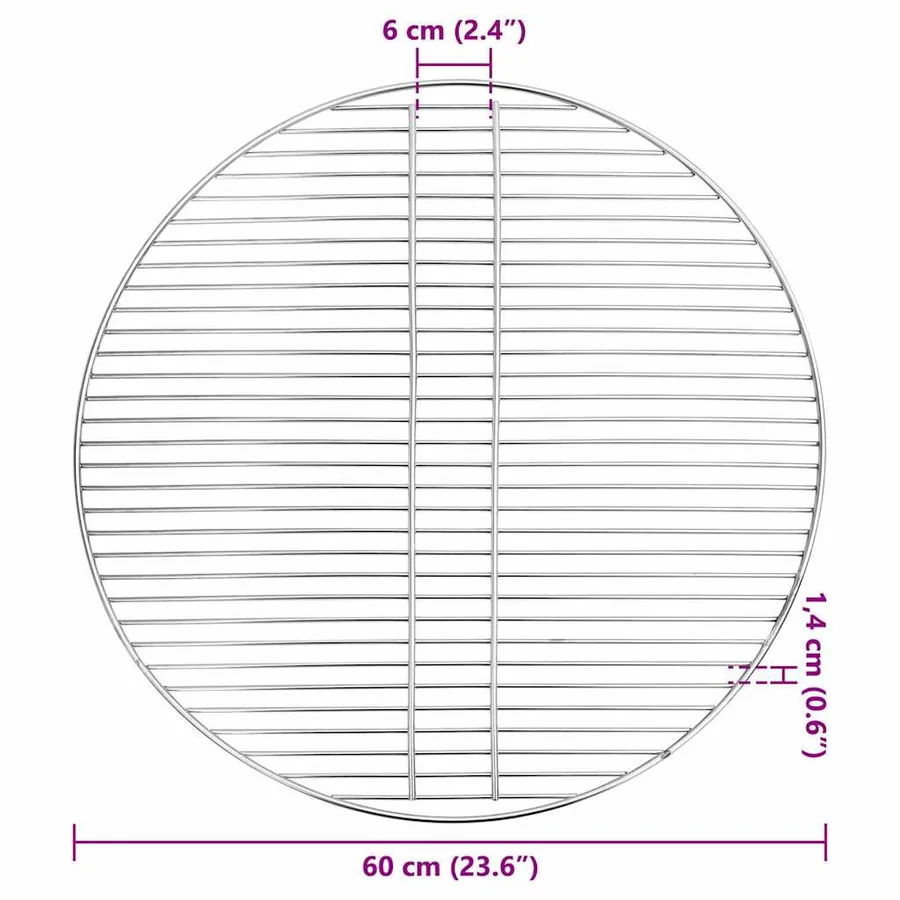 Grille de barbecue Argenté 60 x 60 cm Acier inoxydable - 6