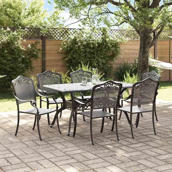 Ensemble de salle à manger pour jardin 7 pcs Noir Aluminium