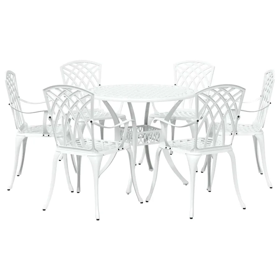Ensemble de salle à manger pour jardin 7 pcs Blanc Aluminium - 2