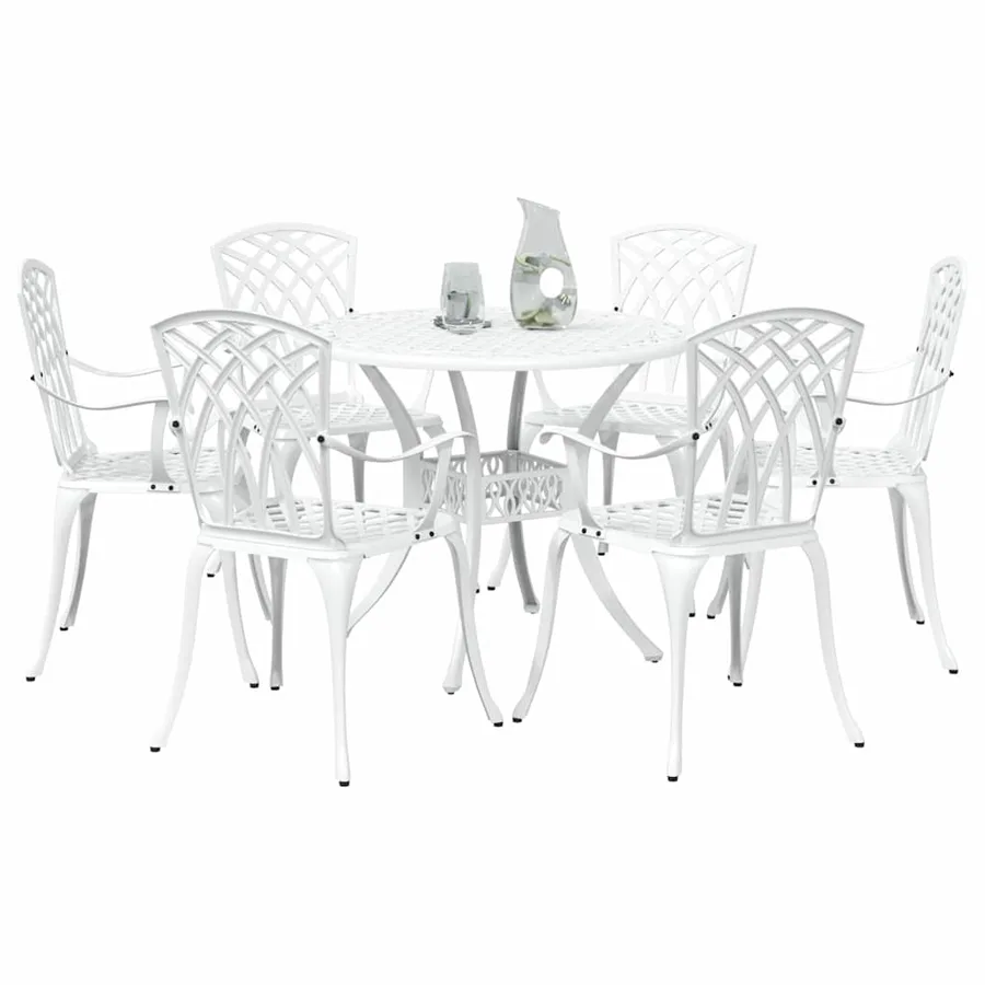 Ensemble de salle à manger pour jardin 7 pcs Blanc Aluminium - 3