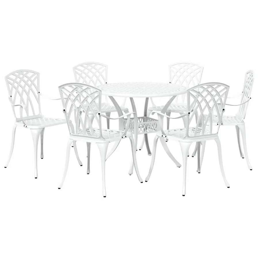 Ensemble de salle à manger pour jardin 7 pcs Blanc Aluminium - 7