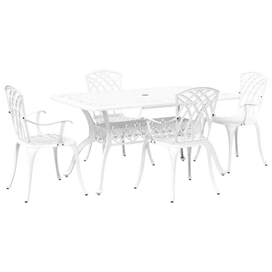 Ensemble de salle à manger pour jardin 5 pcs Blanc Aluminium - 2