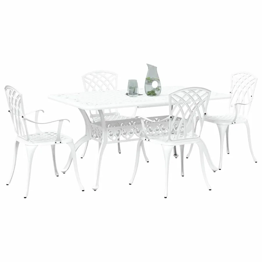 Ensemble de salle à manger pour jardin 5 pcs Blanc Aluminium - 3