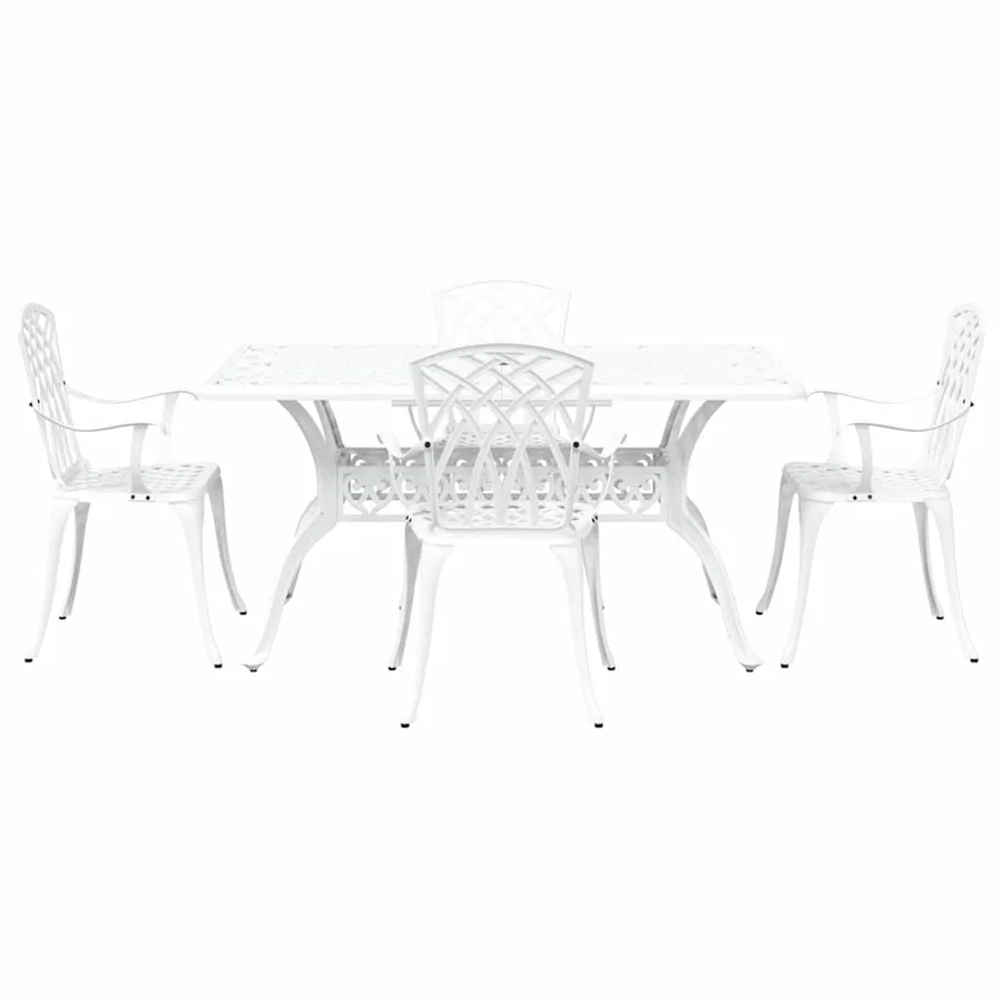 Ensemble de salle à manger pour jardin 5 pcs Blanc Aluminium - 7