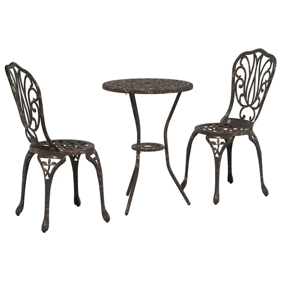 Ensemble bistro de jardin 3 pcs Bronze Aluminium - 2