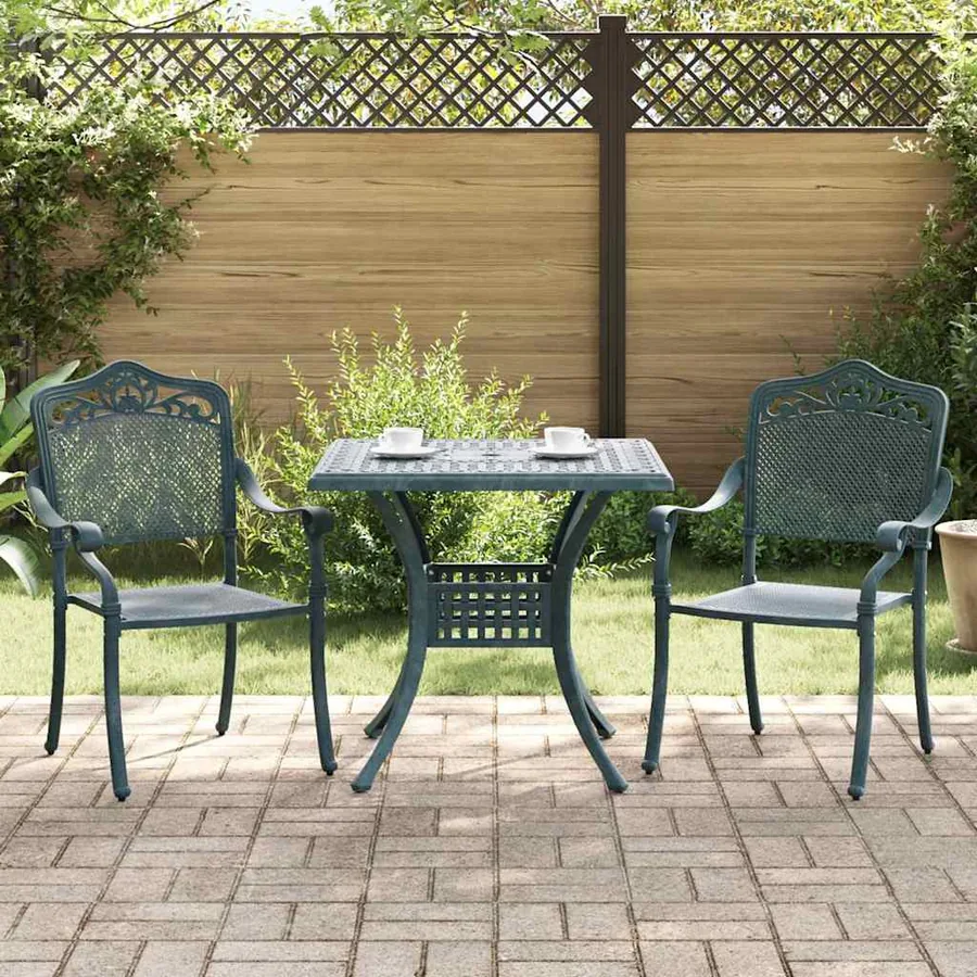 Ensemble de tables de jardin 3 pcs Vert Aluminium coulé