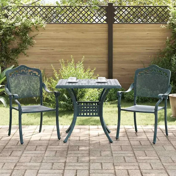 Ensemble de tables de jardin 3 pcs Vert Aluminium coulé