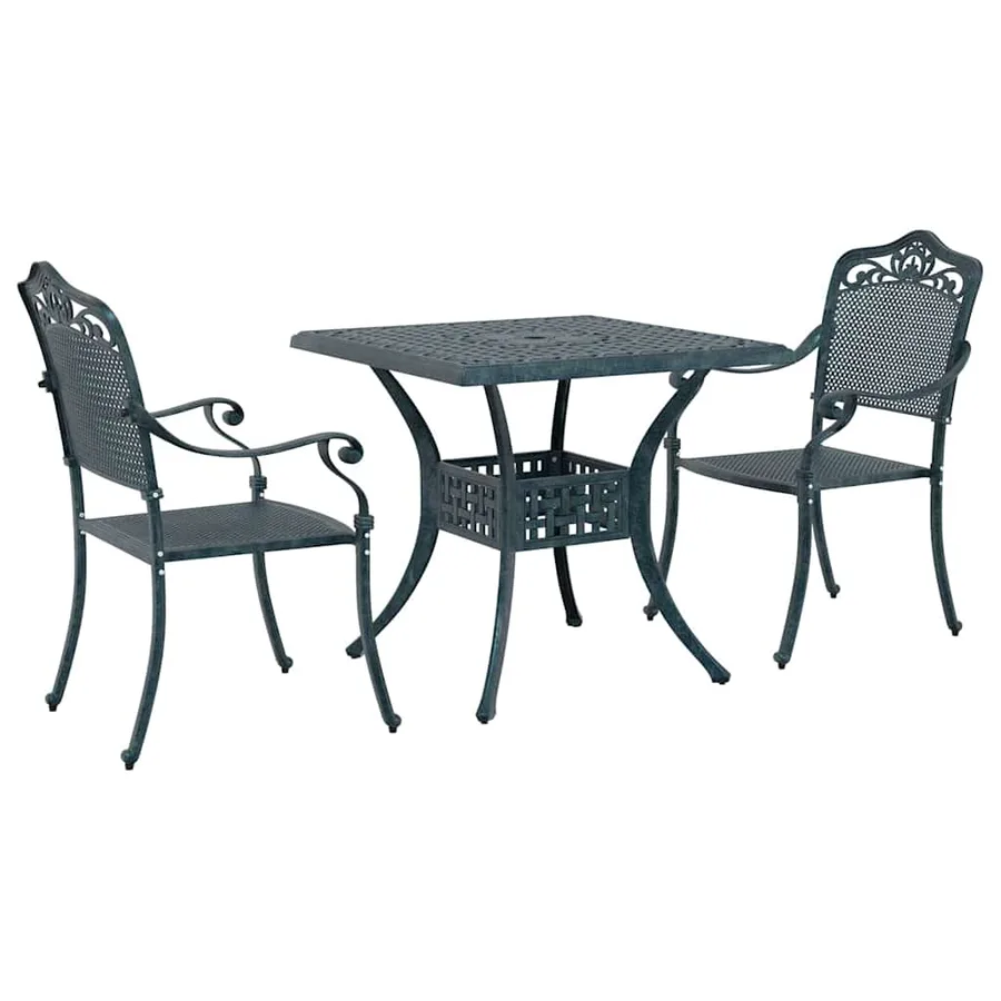 Ensemble de tables de jardin 3 pcs Vert Aluminium coulé - 2