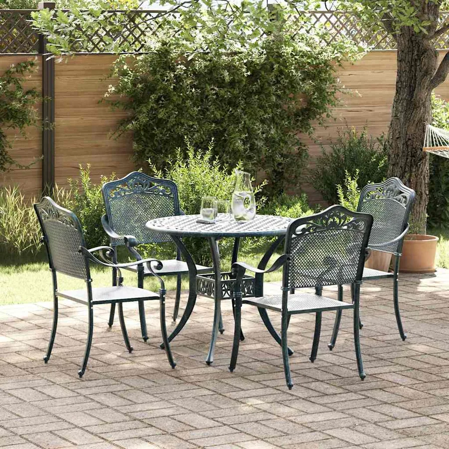 Ensemble de salle à manger pour jardin 5 pcs Vert Aluminium